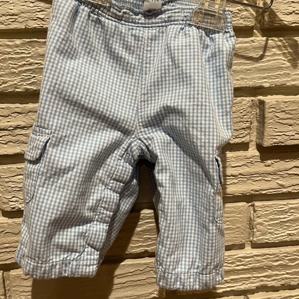 GAP Light Blue and White CheckeredBaby Pants